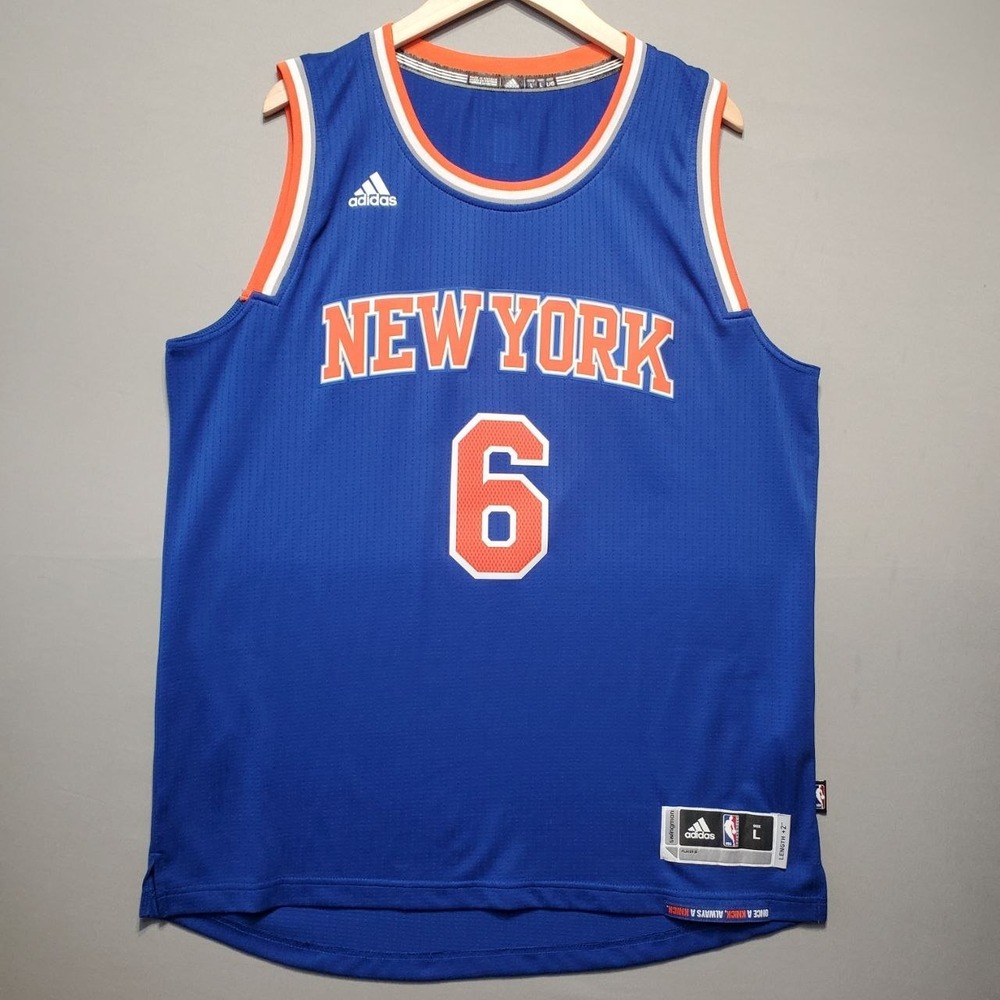 Adidas Kristaps Porzingis New York Knicks Mens Large Blue Basketball Jersey NBA‎
